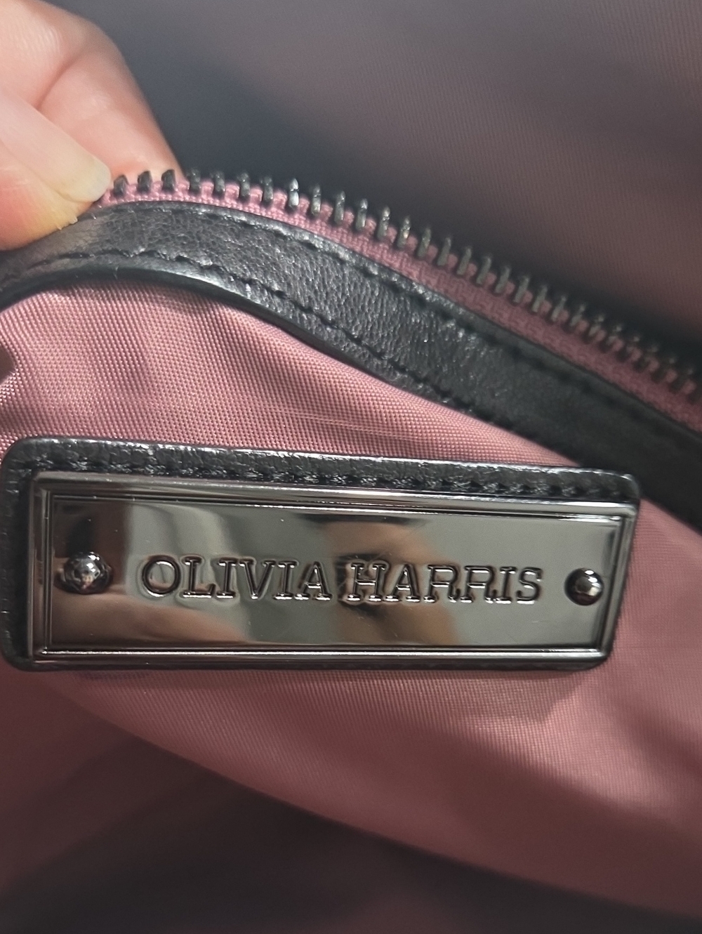 Olivia Harris Black Leather Studded Satchel Handbag - Women - Picture 5 of 12